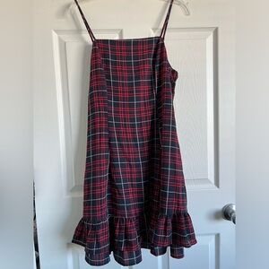 Size large alter’d state size large navy blue & red plaid spaghetti strap dress